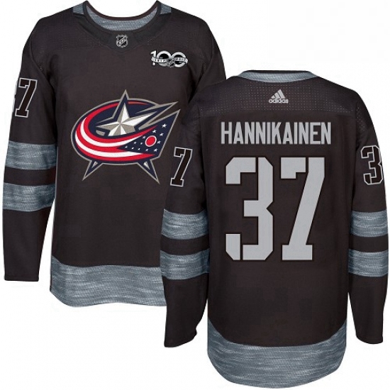 Mens Adidas Columbus Blue Jackets 37 Markus Hannikainen Authentic Black 1917 2017 100th Anniversary 