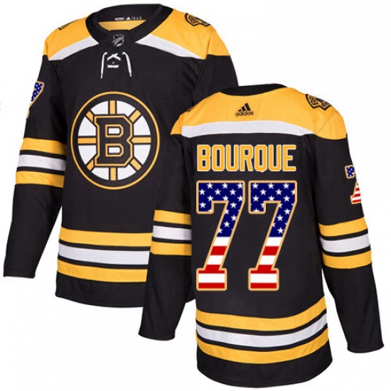 Mens Adidas Boston Bruins 77 Ray Bourque Authentic Black USA Flag Fashion NHL Jersey