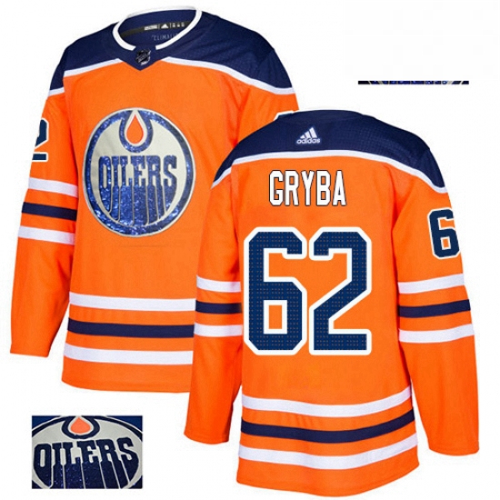 Mens Adidas Edmonton Oilers 62 Eric Gryba Authentic Orange Fashion Gold NHL Jersey