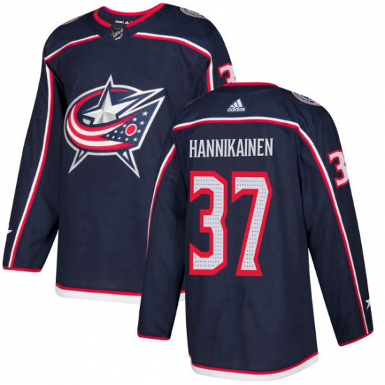 Mens Adidas Columbus Blue Jackets 37 Markus Hannikainen Authentic Navy Blue Home NHL Jersey