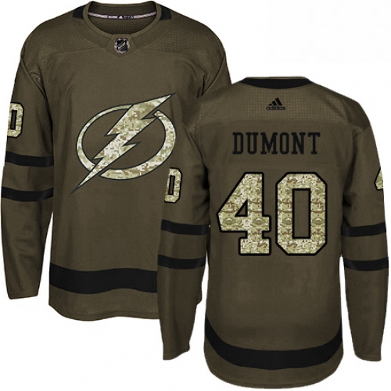 Mens Adidas Tampa Bay Lightning 40 Gabriel Dumont Authentic Green Salute to Service NHL Jersey