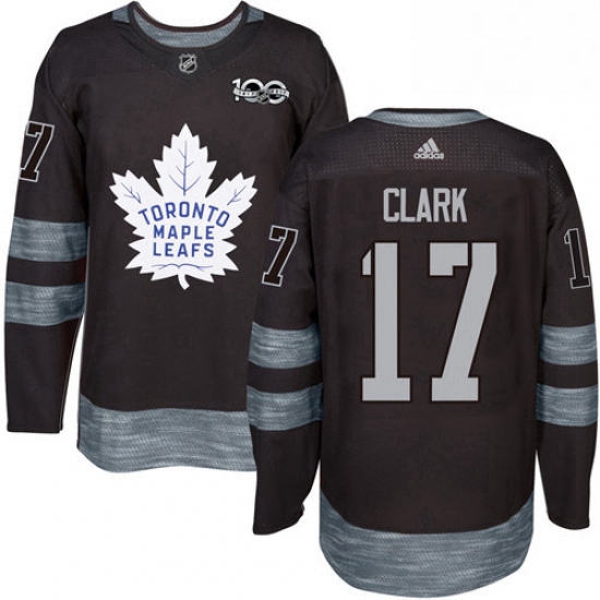 Mens Adidas Toronto Maple Leafs 17 Wendel Clark Authentic Black 1917 2017 100th Anniversary NHL Jers