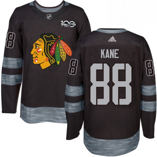 Mens Adidas Chicago Blackhawks 88 Patrick Kane Authentic Black 1917 2017 100th Anniversary NHL Jerse