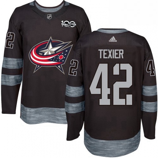 Mens Adidas Columbus Blue Jackets 42 Alexandre Texier Authentic Black 1917 2017 100th Anniversary NH