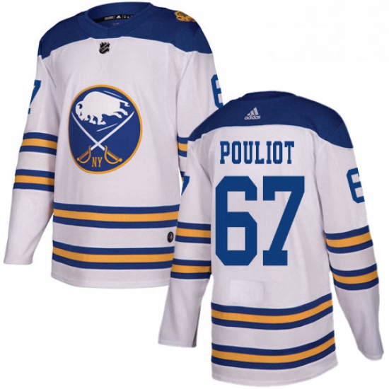 Mens Adidas Buffalo Sabres 67 Benoit Pouliot Authentic White 2018 Winter Classic NHL Jersey