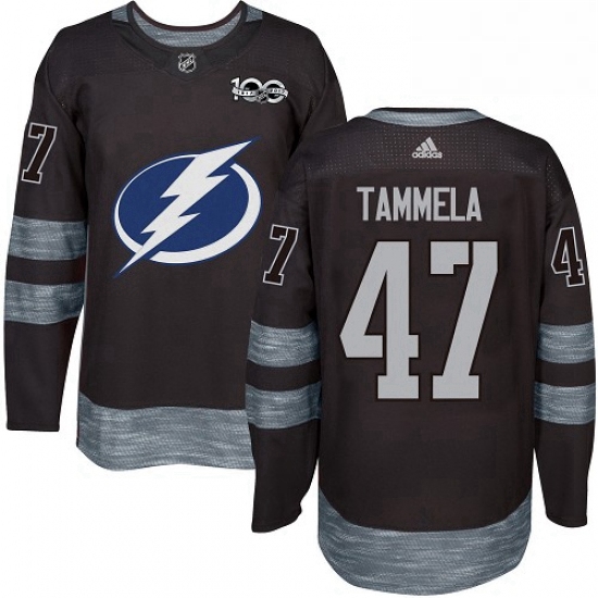 Mens Adidas Tampa Bay Lightning 47 Jonne Tammela Authentic Black 1917 2017 100th Anniversary NHL Jer