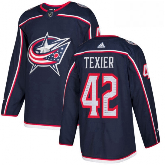 Mens Adidas Columbus Blue Jackets 42 Alexandre Texier Premier Navy Blue Home NHL Jersey