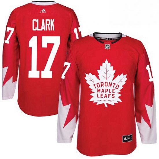 Mens Adidas Toronto Maple Leafs 17 Wendel Clark Premier Red Alternate NHL Jersey