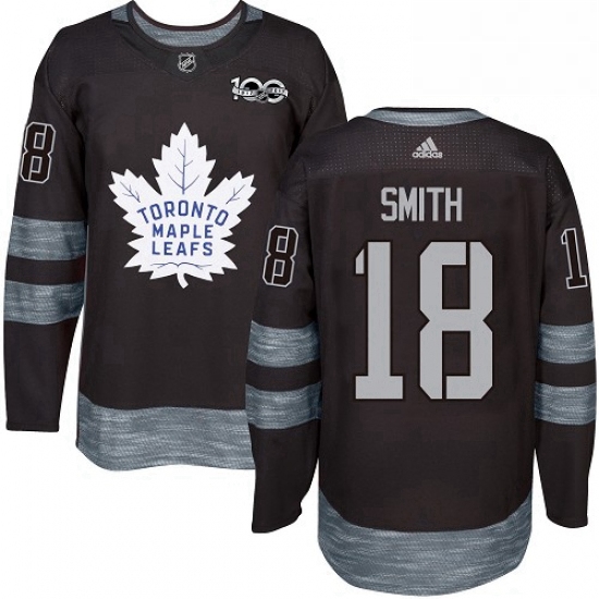 Mens Adidas Toronto Maple Leafs 18 Ben Smith Authentic Black 1917 2017 100th Anniversary NHL Jersey