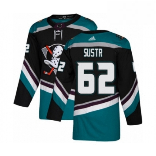 Mens Adidas Anaheim Ducks 62 Andrej Sustr Premier Black Teal Alternate NHL Jersey