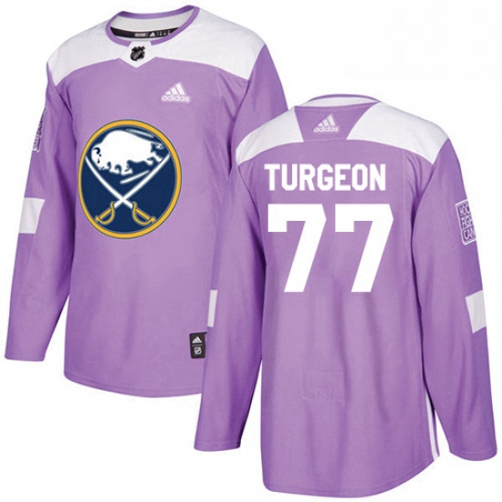 Mens Adidas Buffalo Sabres 77 Pierre Turgeon Authentic Purple Fights Cancer Practice NHL Jersey