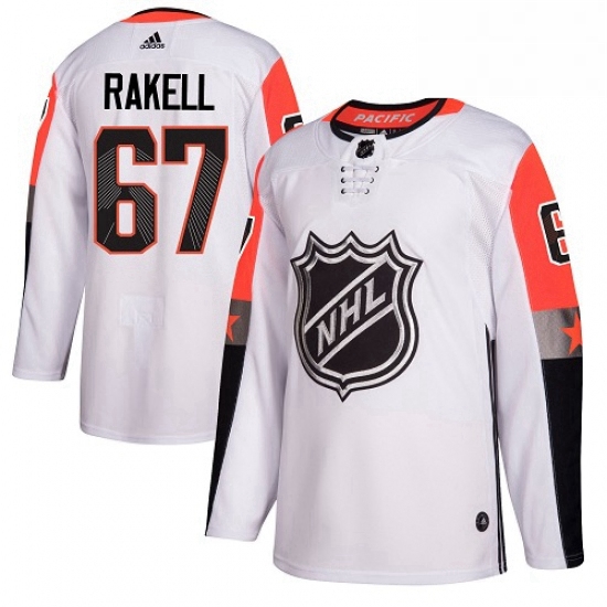 Mens Adidas Anaheim Ducks 67 Rickard Rakell Authentic White 2018 All Star Pacific Division NHL Jerse