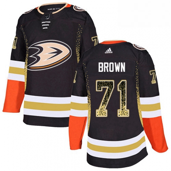 Mens Adidas Anaheim Ducks 71 JT Brown Authentic Black Drift Fashion NHL Jersey