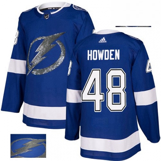 Mens Adidas Tampa Bay Lightning 48 Brett Howden Authentic Royal Blue Fashion Gold NHL Jersey