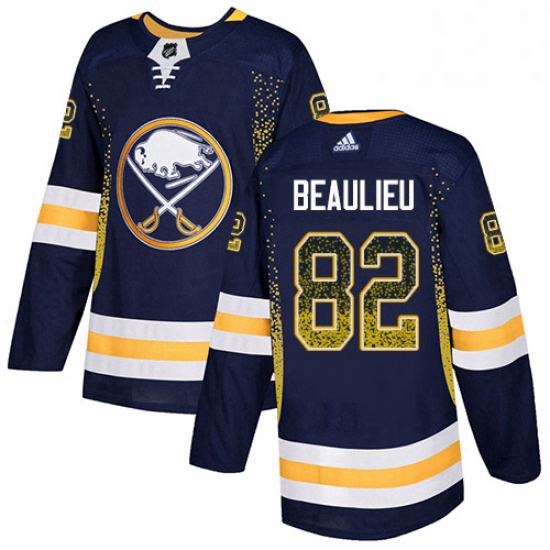 Mens Adidas Buffalo Sabres 82 Nathan Beaulieu Authentic Navy Blue Drift Fashion NHL Jersey