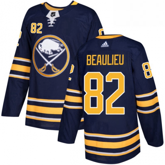 Mens Adidas Buffalo Sabres 82 Nathan Beaulieu Premier Navy Blue Home NHL Jersey