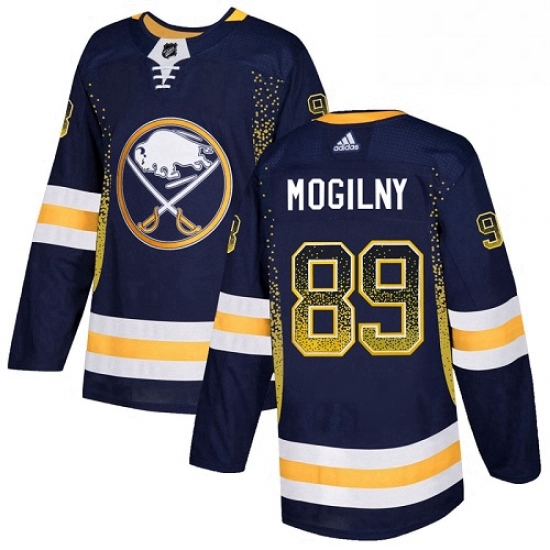 Mens Adidas Buffalo Sabres 89 Alexander Mogilny Authentic Navy Blue Drift Fashion NHL Jersey