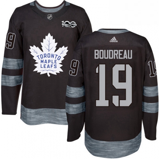 Mens Adidas Toronto Maple Leafs 19 Bruce Boudreau Authentic Black 1917 2017 100th Anniversary NHL Je