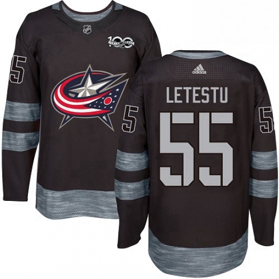 Mens Adidas Columbus Blue Jackets 55 Mark Letestu Authentic Black 1917 2017 100th Anniversary NHL Je