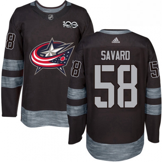 Mens Adidas Columbus Blue Jackets 58 David Savard Authentic Black 1917 2017 100th Anniversary NHL Je