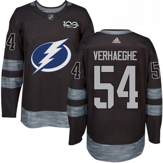 Mens Adidas Tampa Bay Lightning 54 Carter Verhaeghe Authentic Black 1917 2017 100th Anniversary NHL 