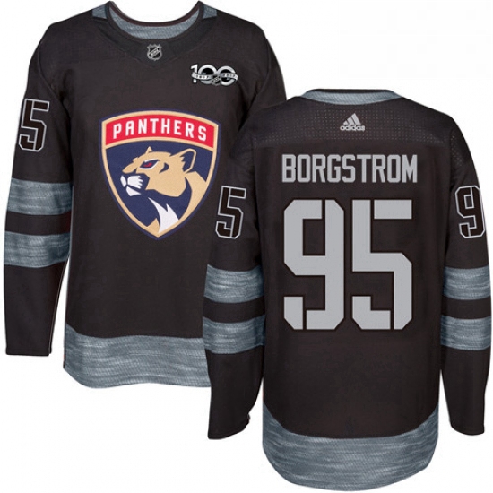 Mens Adidas Florida Panthers 95 Henrik Borgstrom Authentic Black 1917 2017 100th Anniversary NHL Jer