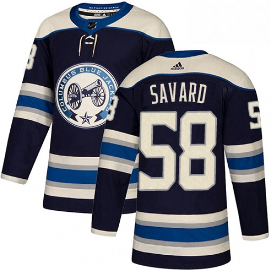 Mens Adidas Columbus Blue Jackets 58 David Savard Authentic Navy Blue Alternate NHL Jersey