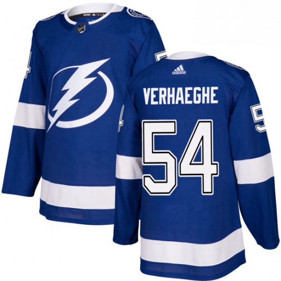 Mens Adidas Tampa Bay Lightning 54 Carter Verhaeghe Authentic Royal Blue Home NHL Jersey