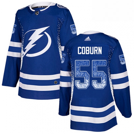 Mens Adidas Tampa Bay Lightning 55 Braydon Coburn Authentic Blue Drift Fashion NHL Jersey