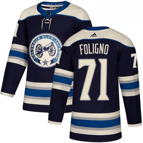 Mens Adidas Columbus Blue Jackets 71 Nick Foligno Authentic Navy Blue Alternate NHL Jersey