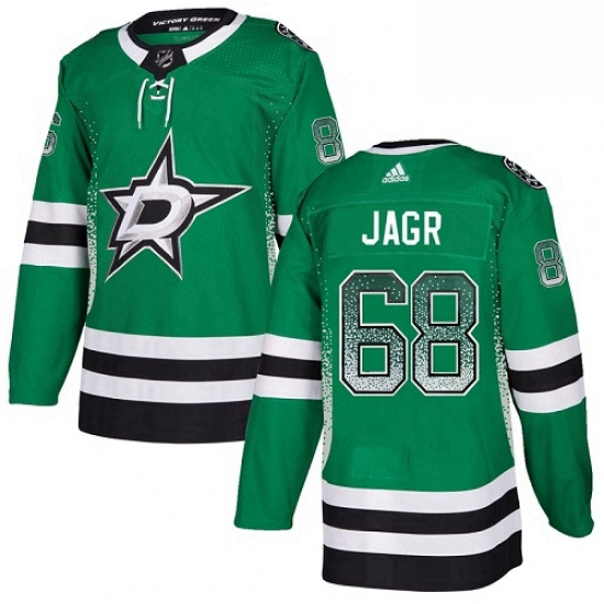 Mens Adidas Dallas Stars 68 Jaromir Jagr Authentic Green Drift Fashion NHL Jersey