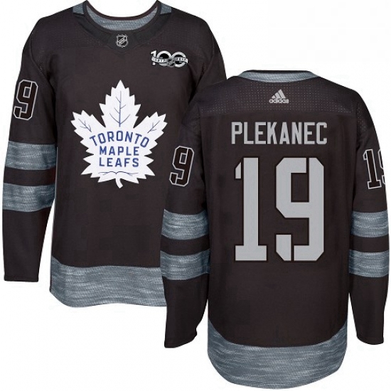 Mens Adidas Toronto Maple Leafs 19 Tomas Plekanec Authentic Black 1917 2017 100th Anniversary NHL Je