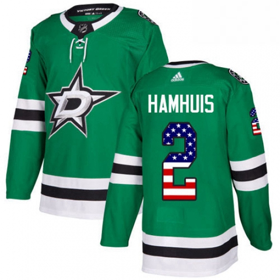 Mens Adidas Dallas Stars 2 Dan Hamhuis Authentic Green USA Flag Fashion NHL Jersey