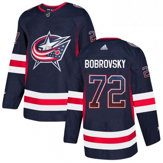 Mens Adidas Columbus Blue Jackets 72 Sergei Bobrovsky Authentic Navy Blue Drift Fashion NHL Jersey