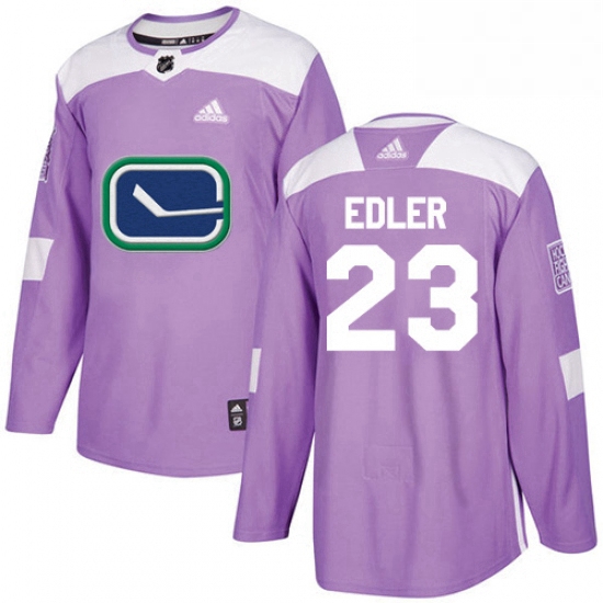 Mens Adidas Vancouver Canucks 23 Alexander Edler Authentic Purple Fights Cancer Practice NHL Jersey