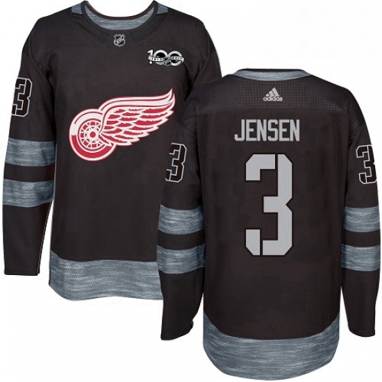 Mens Adidas Detroit Red Wings 3 Nick Jensen Premier Black 1917 2017 100th Anniversary NHL Jersey