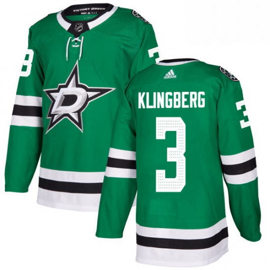 Mens Adidas Dallas Stars 3 John Klingberg Authentic Green Home NHL Jersey