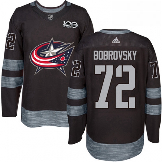 Mens Adidas Columbus Blue Jackets 72 Sergei Bobrovsky Premier Black 1917 2017 100th Anniversary NHL 