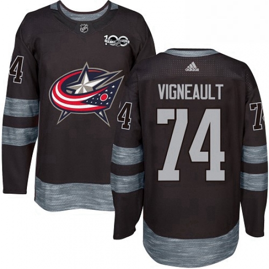 Mens Adidas Columbus Blue Jackets 74 Sam Vigneault Authentic Black 1917 2017 100th Anniversary NHL J