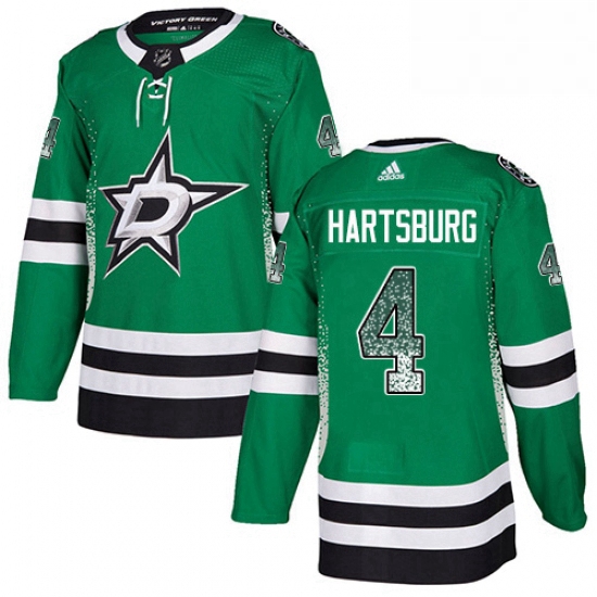 Mens Adidas Dallas Stars 4 Craig Hartsburg Authentic Green Drift Fashion NHL Jersey