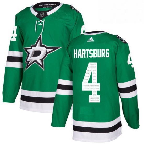 Mens Adidas Dallas Stars 4 Craig Hartsburg Authentic Green Home NHL Jersey