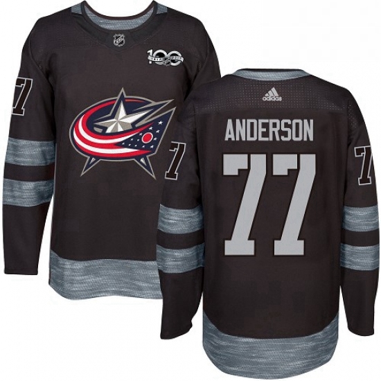 Mens Adidas Columbus Blue Jackets 77 Josh Anderson Authentic Black 1917 2017 100th Anniversary NHL J