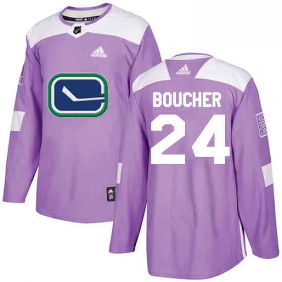 Mens Adidas Vancouver Canucks 24 Reid Boucher Authentic Purple Fights Cancer Practice NHL Jersey