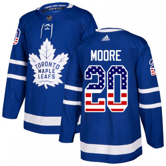 Mens Adidas Toronto Maple Leafs 20 Dominic Moore Authentic Royal Blue USA Flag Fashion NHL Jersey