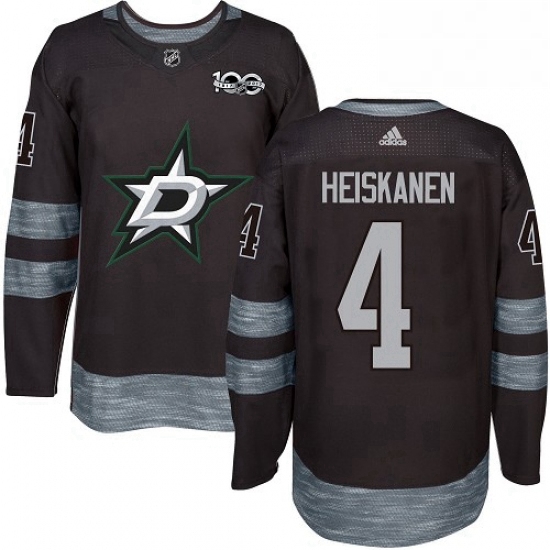 Mens Adidas Dallas Stars 4 Miro Heiskanen Authentic Black 1917 2017 100th Anniversary NHL Jersey