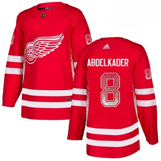 Mens Adidas Detroit Red Wings 8 Justin Abdelkader Authentic Red Drift Fashion NHL Jersey