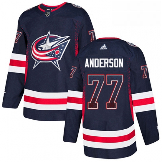 Mens Adidas Columbus Blue Jackets 77 Josh Anderson Authentic Navy Blue Drift Fashion NHL Jersey