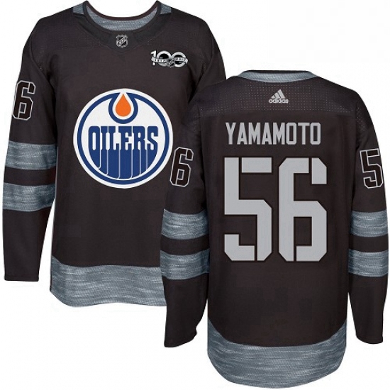 Mens Adidas Edmonton Oilers 56 Kailer Yamamoto Authentic Black 1917 2017 100th Anniversary NHL Jerse