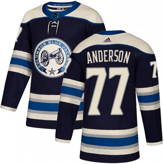 Mens Adidas Columbus Blue Jackets 77 Josh Anderson Premier Navy Blue Alternate NHL Jersey