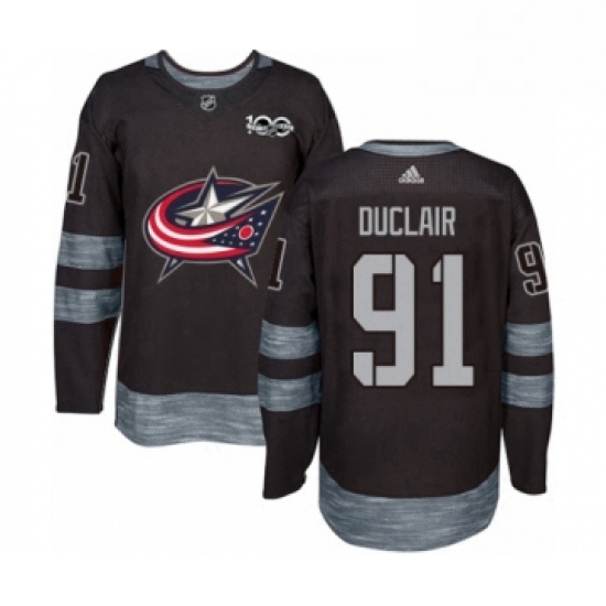 Mens Adidas Columbus Blue Jackets 91 Anthony Duclair Authentic Black 1917 2017 100th Anniversary NHL